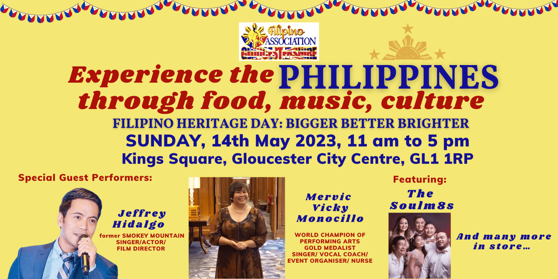 Filipino Heritage Day on Sunday 14th May at Kings Square, Gloucester, between 11am to 5pm.